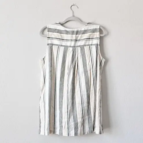 Liverpool Jeans Company LIVERPOOL Striped Sleeveless Tie Front Top Tunic Stretch Linen Size M Medium