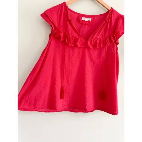 Emerson Fry | India Collection | Antoinette Top | Red Swiss Dots | Sz M Size M