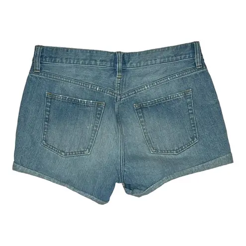 J. Crew Jean Shorts Blue Medium Wash Distressed Cuffed Hems Denim Shorts Blue Size 27