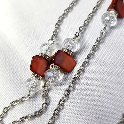 Silver with Natural Stone Multi Use Chain Mask Eyeglass or ID Holder New - Image 2