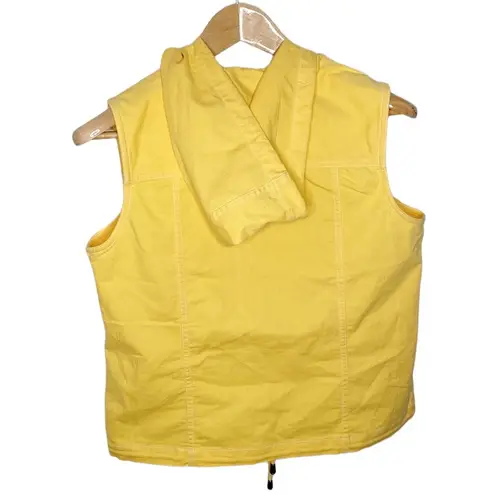 Christopher & Banks yellow pocketed drawstring hooded vest Y2K style size S