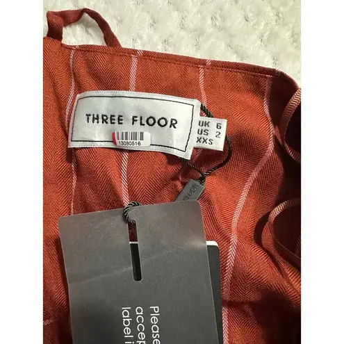 Three Floor Margaux Jumpsuit Womens 2 Burnt Orange Linen Striped Ruffle NWT