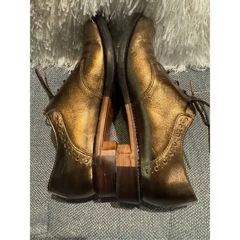 THE OFFICE OF ANGELA SCOTT Ms. Presley Copper Bronze Leather Womens Derby Oxford Brown Size 7.5