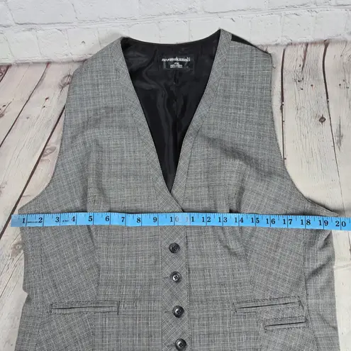 Norma Kamali Plaid Vest Womens XL Gray Black Formal Lined Pockets Sleeveless
