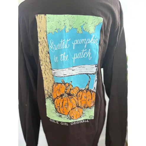Girlie Girl Originals Medium Brown Pumpkin Patch Fall Long Sleeve Shirt Med New