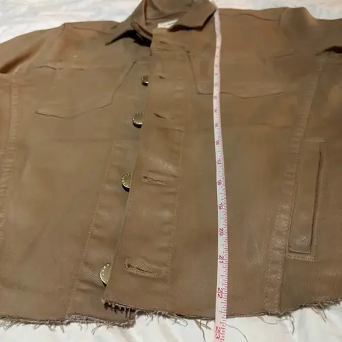 L'Agence L’AGENCE Janelle Cappuccino Coated Jacket Gold Buttons Raw Edge Women Small - Image 12