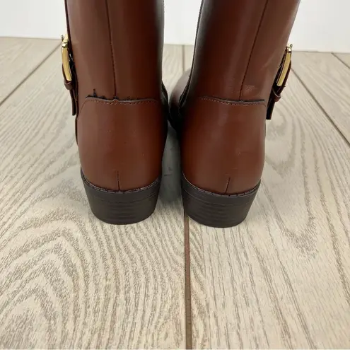 Karen Scott Deliee2 Tall Riding Boots 8M Cognac Brown Faux Leather $80