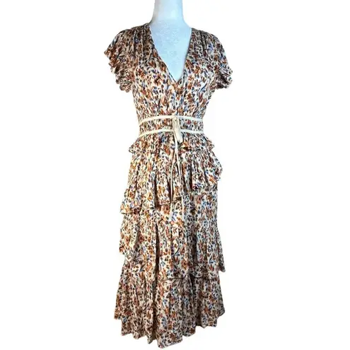 Ulla Johnson Printed Madeline Dress in Cream 4 Womens Midi Floral Bohemian