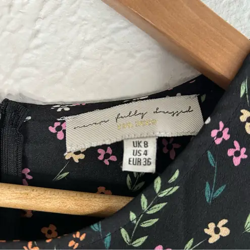 Never Fully Dressed Floral Mini Dress Black Long Sleeve Sz 4