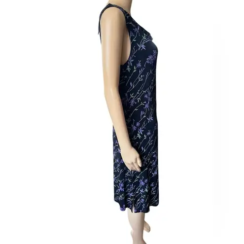 Ronni Nicole Vintage 90s Black Purple Witch Goth Whimsygoth Floral Stretch Dress