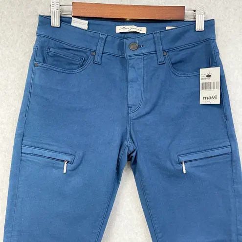 Mavi Karlina Mid Rise Skinny Jeans Womens 27 Blue Moto Zipper Retro Rocker