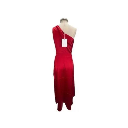 Rachel Parcell One Shoulder Silky Charmeuse Side Slit Midi Dress Size 10