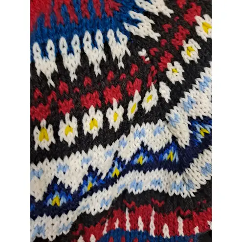 Hand Knit Open Front Short Sleeve Colorful Sweater Red