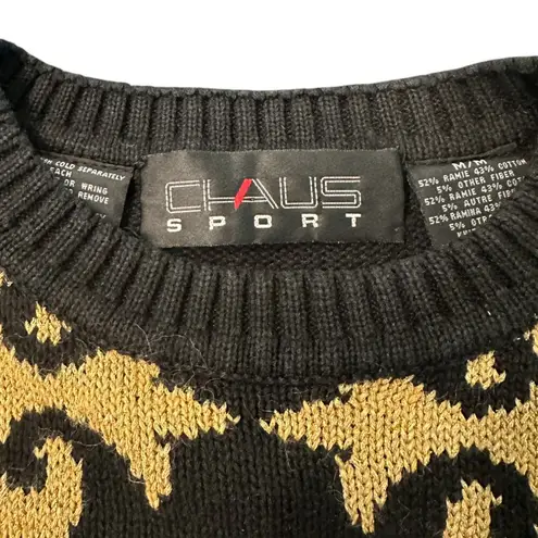 Chaus VINTAGE 90's Black & Metallic Gold New Orleans Saints Flur De Lis Sweater Size M