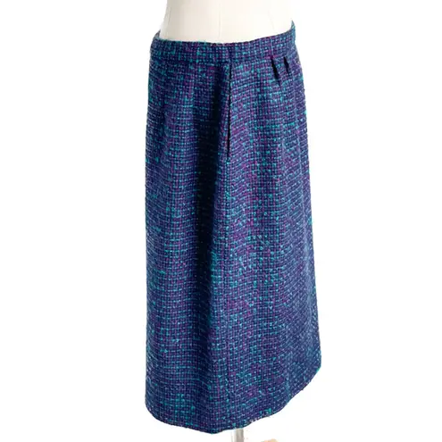 Pendleton  vintage colorful boucle plaid 100% wool pencil skirt size medium M