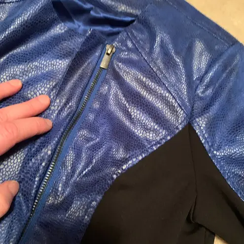 G by Giuliana Two Tone Moto Jacket Blue/Black Size Small NWT