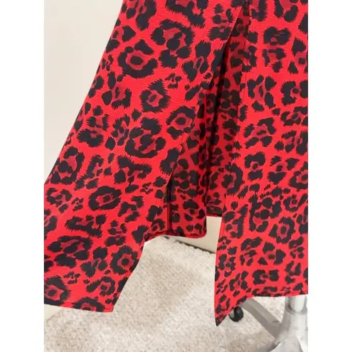 Abound  Women's Red Black Animal Print Flare Midi Skirt Size S