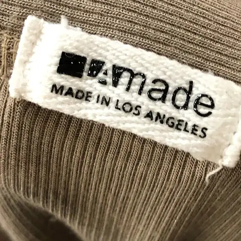 LA Made Brown Ribbed Long Sleeve Midi Skirt Two Piece Set XS