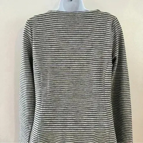 Duluth Trading Ponte Pro Dress Womens XS Black Gray Striped Knit Stretch Pockets