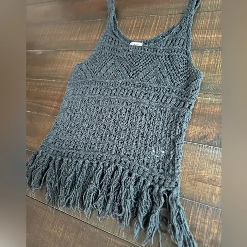 Mossimo Supply Co Black Crochet Fringe Tank Top