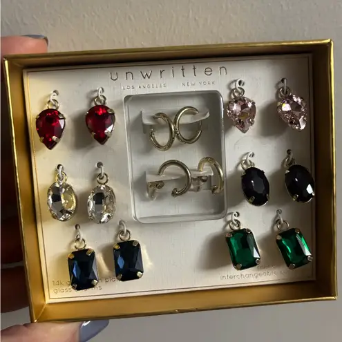 Unwritten Multi-Color Glass Mix and Match Hoop Earring Set
