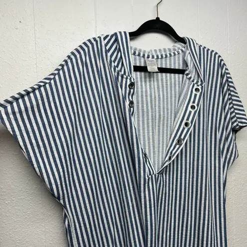 Time And Tru Tunic Womens 1X Hooded Striped Stretch Lightweight Lounge Casual