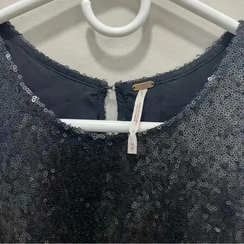 Free People  blue sequin liquid shine mini dress M concert cocktail party