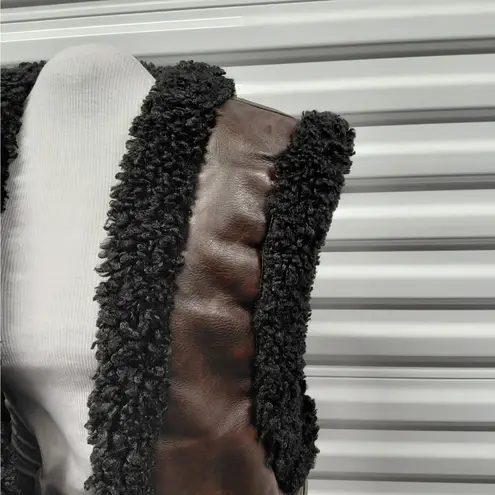 We Wore What Womens Reversible Vegan Leather Sherpa Vest Jacket Size Medium NWT