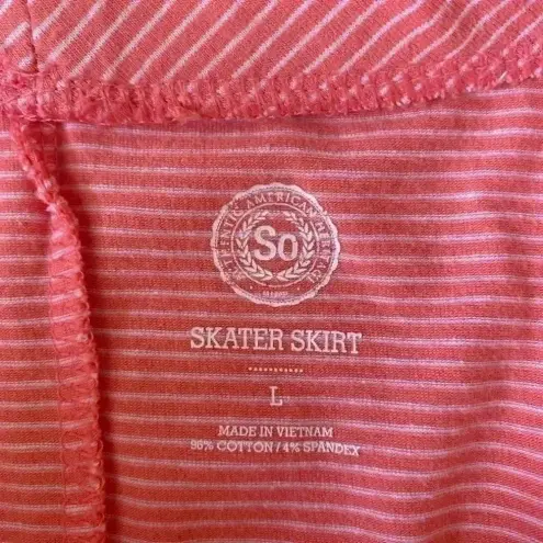 SO Adorable coral & white striped ‎ skater skirt. EUC