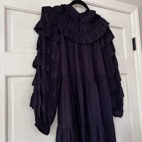 Ulla Johnson Elsa Dress Lago Deep Purple Size 0 Ruffle Royal Tiered Statement