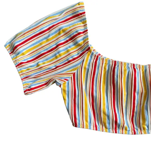 Lemlem Mokati Pouf Bikini Swimsuit High Waisted Bottoms Lemon Zest Stripe Small - Image 2