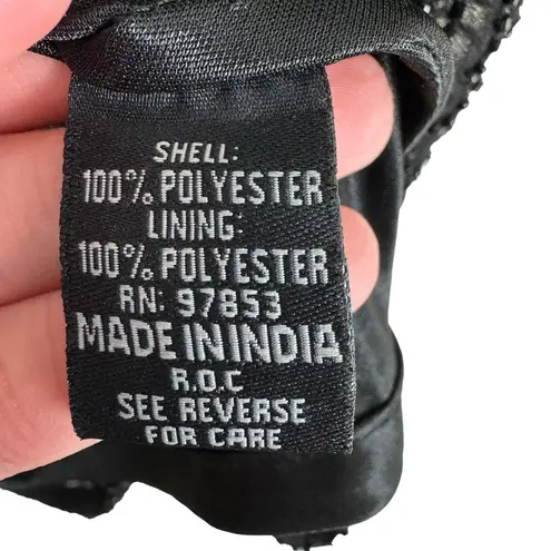 Jkara NWT Black Beaded Drape Neck Cap Short Sleeve Lined Blouse Size S