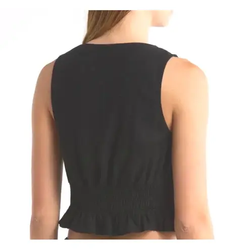 Abound  Black Linen Blend Button Front Cropped Vest Women's XL - Image 5