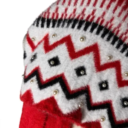 Boston Proper Pearl Embellished Scarf Red Multi