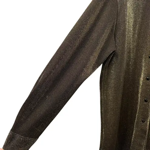 Avenue 14/16 Plus Metallic Shimmer Buttoned Top Gold Glam Holiday Festive Party Size XL