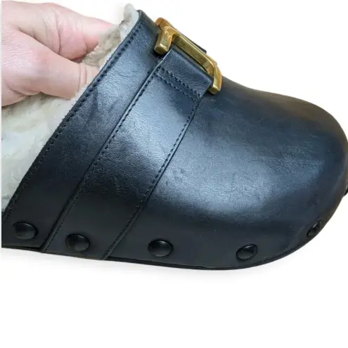 Chloé Leather Mules Black Size 6 Shearling Slip-On Designer Luxury