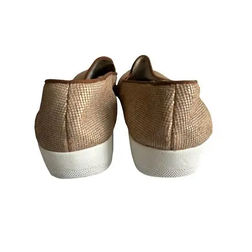 Fit Flop Tan Gold Shine Fabric Womens Size 10 Slip On Flats Comfort Casual Basic