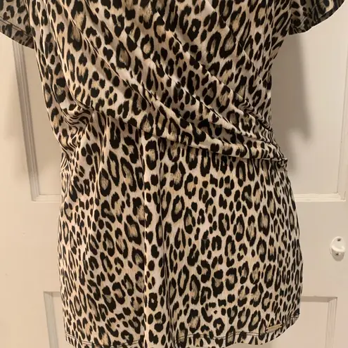 T Tahari  | Animal print wrap style shirt