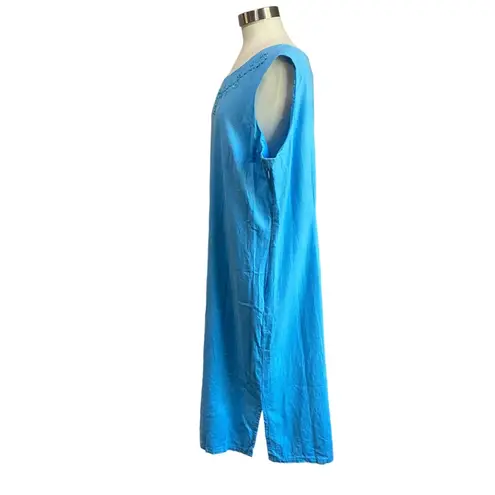 Sag Harbor Sag Habor Light Blue Sleeveless Linen Raylon Blend Midi Shift Dress Size 20W