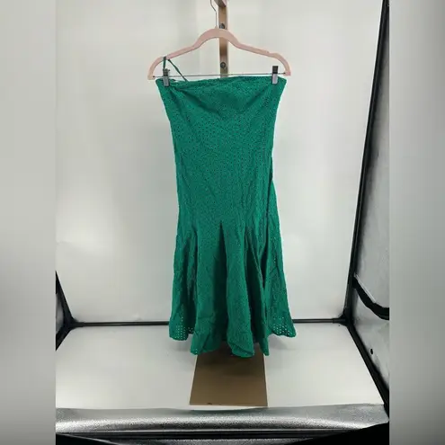 Maeve by Anthropology long green eyelet strapless dress size 8