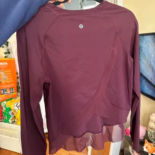 Lululemon  Quick Pace Long Sleeve Dark Adobe Burgundy Size Small/Medium