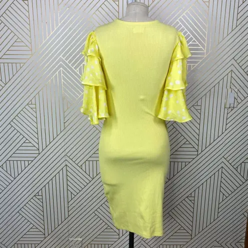 The Drop @Jessicawang‎ Polka Dot Ruffle Dress Lemon Yellow Size XS