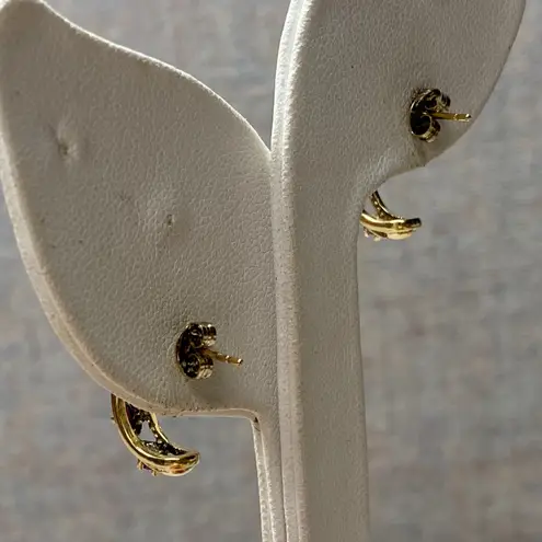 Dainty Gold Ruby Gemstone Studs Small Huggie Hoop Earrings Everyday Glamour