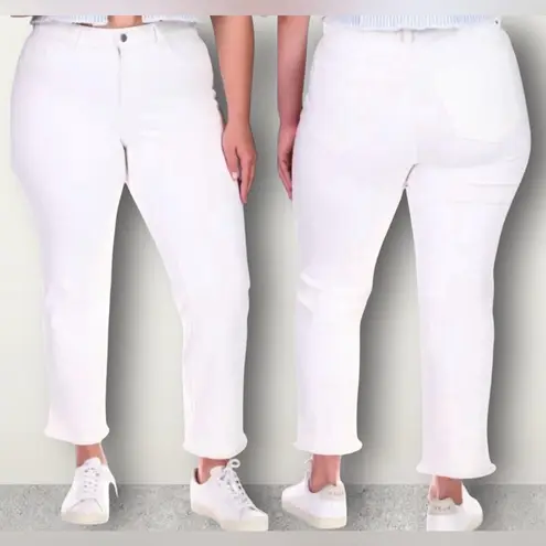 DL1961 Mara Straight Mid Rise Instasculpt Ankle Jeans Milk White Plus Size 18W