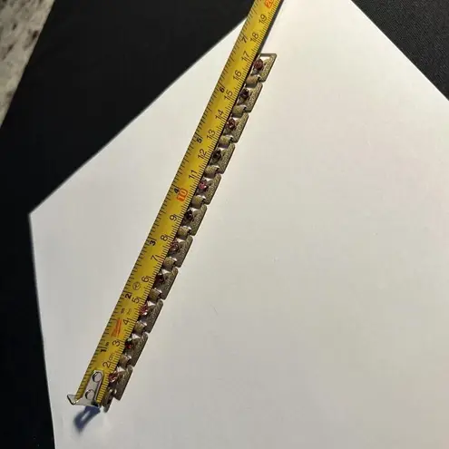 Women’s Bronze Gold Tone Red & Pink Rhinestone Tennis Bracelet 7 Inch