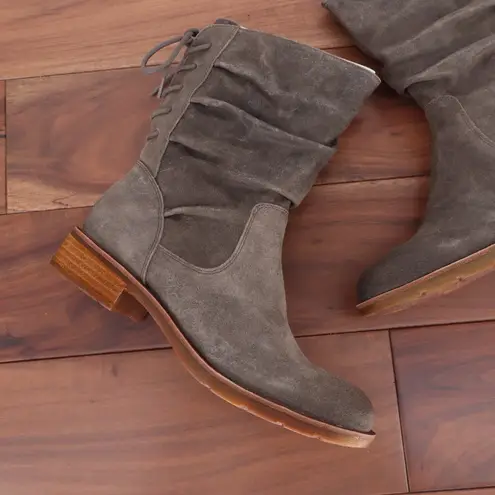 Sofft Sharnell Low Waterproof Taupe Suede Lace Up Side Zip Boots Women's Size 8 Tan