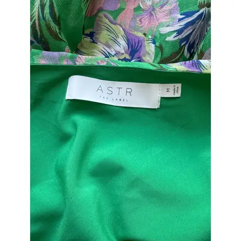 ASTR the Label Santorini One Shoulder Dress in Green Lilac Floral Size Medium