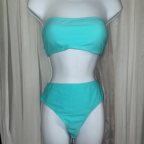 Vibrant Blue Bandeau Bikini Set with Cover Up 3 piece set Size M