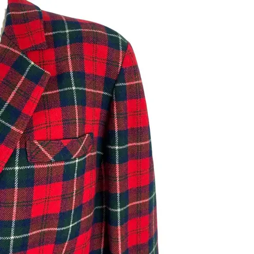Pendleton Vintage 60'S 100% Virgin Wool Red Plaid Single Breasted Blazer Small