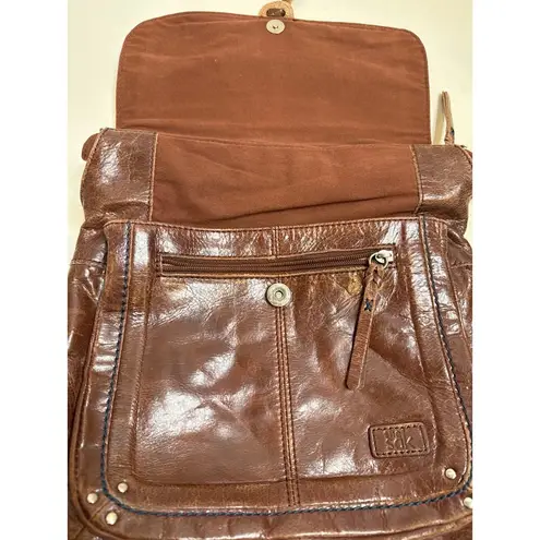 The Sak Brown Convertible Snap Backpack Crossbody Bag Purse Leather OS Pockets